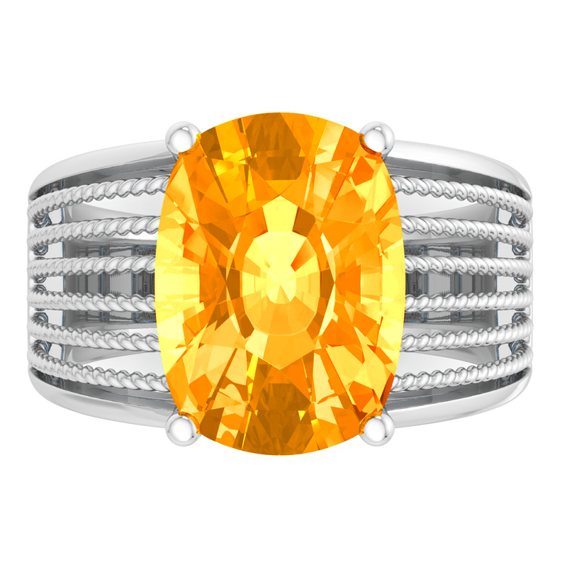 Martha Stewart 10 1/4ctw. Cushion Cut Citrine & Lab Grown Diamond Hidden Halo Ring In Sterling Silver image number null